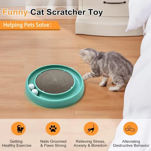 Miniatura 4 de Juguete de Pelota Interactiva con Pista para Gatos de Interior, Tabla de Rascar para Gatos y Conjunto de Ejercicio para Gatos Adultos