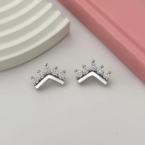 Miniatura 5 de LeCalla Pendientes pequeños de plata de ley 925 con circonitas ligeras