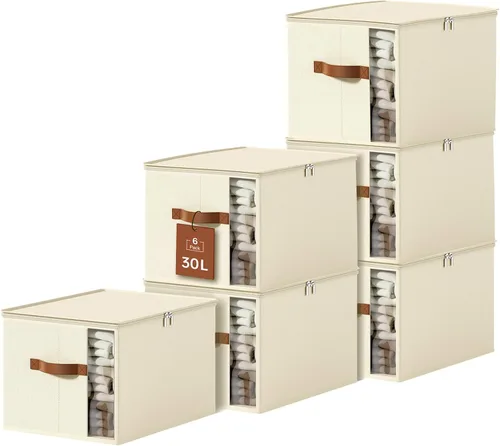 Miniatura 8 de Contenedores de almacenamiento de ropa con marcos resistentes, caja organizadora de ropa de tela plegable para mudanza, cubo de almacenamiento