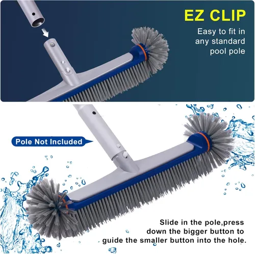 Miniatura 6 de POOLAZA Cepillo de piscina de 360 grados, cabezal de cepillo de piscina resistente de 17.5 pulgadas para piscinas enterradas/piscinas sobre el Azul