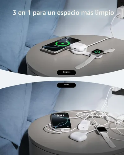 Miniatura 5 de Anker MagSafe Compatible MagGo UFO 3 en 1 Cargador, Estación de Carga Inalámbrica para iPhone 17, Certificado Qi2 de 15W, Almohadilla de Carga