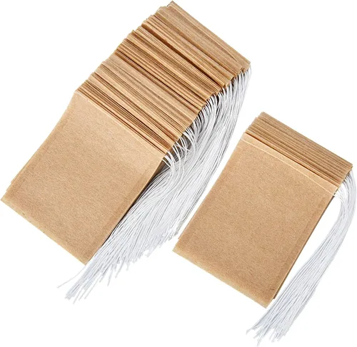 BBTO Paquete de 200 bolsas de filtro de té desechables con cordón de 2.36 x 3.15 pulgadas, Burlywood para té de hojas sueltas y hierbas, filtros de