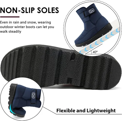 Miniatura 4 de Ablanczoom - Botas de nieve de invierno para mujer, con forro de piel cálida, cómodas, antideslizantes, botines al aire libre, impermeables