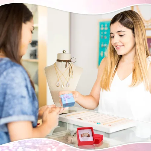 Miniatura 3 de 72 cajas de anillos de 1.6 x 1.6 pulgadas, caja de joyería de cartón duro con lazo de cinta, pequeñas cajas de regalo para pequeñas empresas