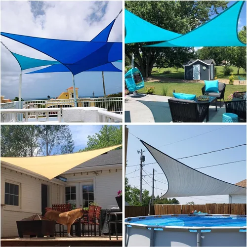 Miniatura 2 de Patio Paradise - Toldo parasol triangular de 12 x 12 x 12 pies, para sombra de tela con bloqueo de luz solar, cubierta de pérgola Patio de Turquesa