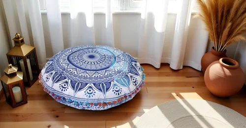 Miniatura 2 de CRAFT KALA Funda de cojín redonda de 22 pulgadas, diseño de mandala bohemio, para meditación, para sala de estar, sala de yoga, hogar, dormitorio