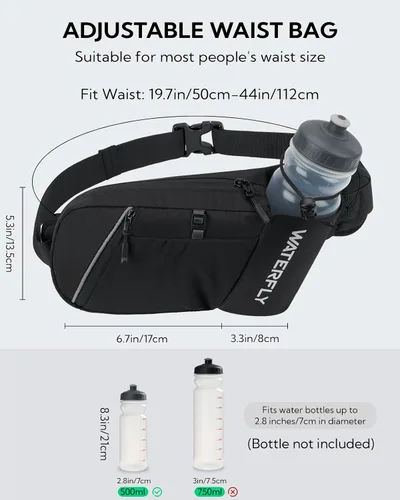 Miniatura 6 de WATERFLY Riñonera de Cintura: Mochila de Senderismo con Soporte para Botella de Agua y Correa, Riñonera para Hidratación para Hombres y Mujeres