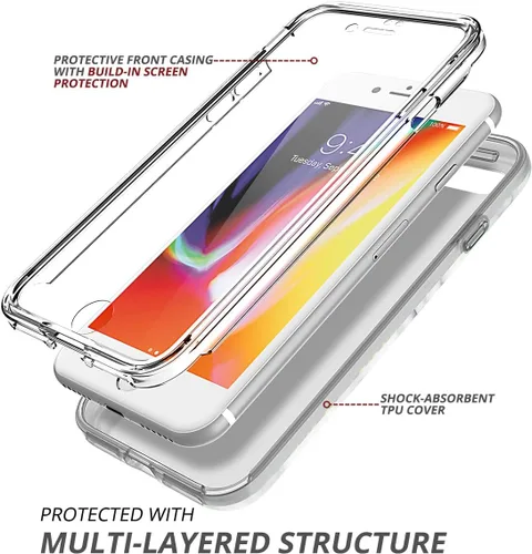 Miniatura 2 de SURITCH Funda para iPhone 8/iPhone 7/iPhone Se 2022, [protector de pantalla integrado] protección completa de policarbonato duro + cubierta a prueba