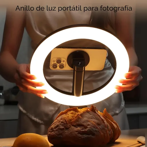 Miniatura 4 de Anillo de luz magnético de 10.2 pulgadas con trípode de 64 pulgadas para iPhone Mag Safe, anillo de luz recargable de 5000 mAh con soporte, trípode