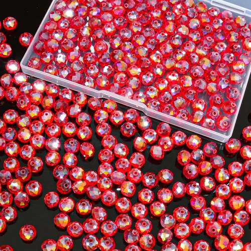 Miniatura 48 de 800 cuentas redondas de cristal de 0.236/0.396/0.394 pulgadas para joyas de bricolaje, ideales para pulseras, collares, colgantes y proyectos