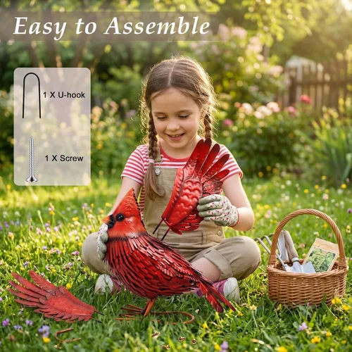 Miniatura 5 de Nacome Decoración de jardín de colibrí: esculturas resistentes a la intemperie con estacas, adornos fáciles de montar para interiores y exteriores