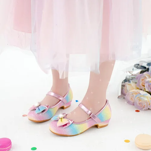 Miniatura 2 de Furdeour Girls Dress Shoes Mary Jane Wedding Flower Bridesmaids Heels Glitter Princess Shoes for Kids Toddler