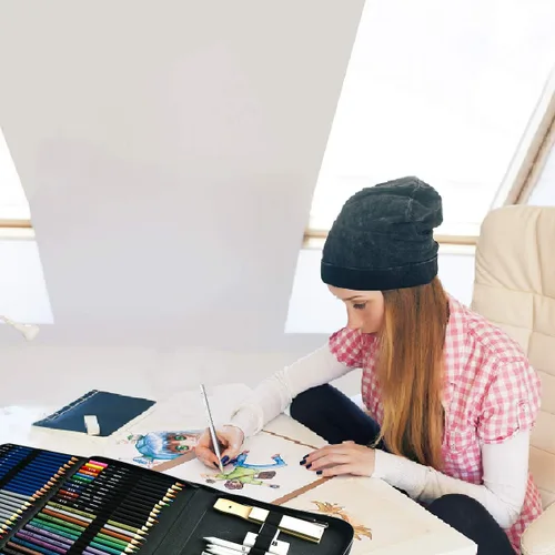 Miniatura 6 de H & B Juego de 72 piezas de suministros de dibujo y boceto, kit de arte incluye lápices de dibujo y de colores para adultos, artistas y niños.