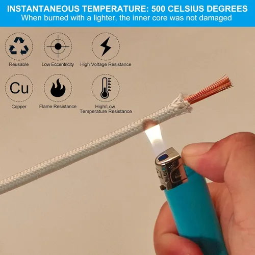 Miniatura 5 de PATIKIL Cable de alta temperatura de 26.3 pies, 7 AWG, -76.0-662.0 °F, fibra de vidrio de mica, cable electrónico, aislado, resistente al calor