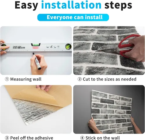Miniatura 14 de Art3d Paquete de 10 - 52.5 pies cuadrados Paneles de pared 3D de ladrillo falso para despegar y pegar en marrón rojizo, papel tapiz de espuma