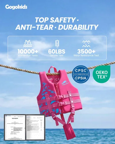 Miniatura 2 de Gogokids Chaleco de natación para niños, flotadores para bebés – Chaleco de flotabilidad para niños y niñas para piscina y playa, para niños de 2 a