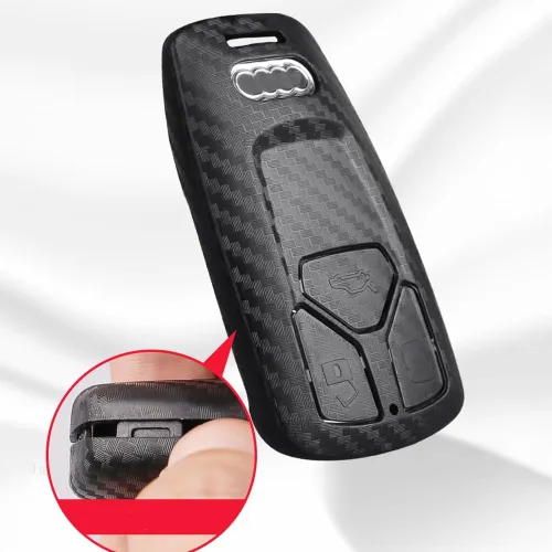 Miniatura 6 de SANRILY Funda para llavero con patrón de fibra de carbono mate 3D para Audi A4 Q7 Q5 TT A3 A6 SQ5 R8 S5 Accesorios Llavero sin llave con llavero
