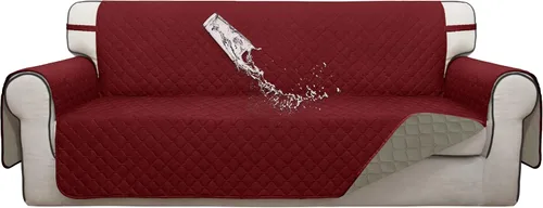 Miniatura 32 de ISSUNTEX Fundas de sofá de dos plazas con doble protección 100% impermeables para sala de estar, fundas para sofá de 2 cojines, protector de muebles