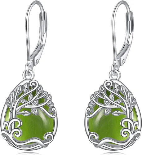 Miniatura 114 de Aretes colgantes con forma de lágrima de filigrana de piedra lunar de plata de ley 925 con cierre de palanca para mujer, regalos de joyería