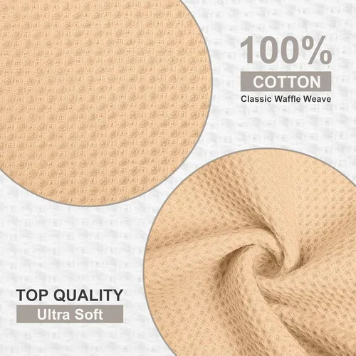 Miniatura 7 de Kitinjoy - Paños de cocina de 100 % algodón (12 x 12 pulgadas, albaricoque), paquete de 6 paños de cocina de tejido gofrado ultra suaves