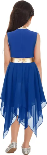 Miniatura 2 de JEATHA Disfraz de baile de alabanza lírica para niñas, sin mangas, vestido de tul alto y bajo, vestido de baile de adoración