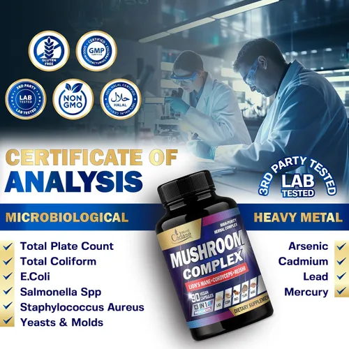 Miniatura 7 de Organic Cadane Suplementos de complejo de hongos – Salud cerebral, sistema inmunológico, memoria y producción de energía – 13 en 1 con hongos melena