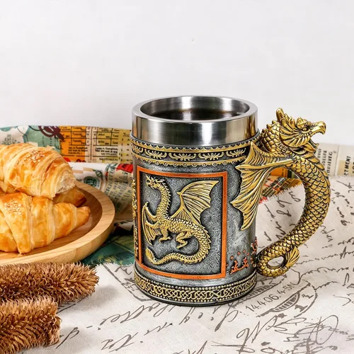Miniatura 2 de alikiki Medieval DND Dragon Beer Mug - 20 FL oz Dragon Game Mug Stainless Tankard Dungeons and Dragons Gifts for Men GOT Lovers Collector