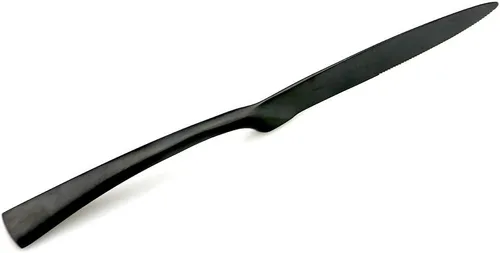 Miniatura 9 de JASHII Juego de cubiertos de acero inoxidable 18/10, 24 piezas, color negro mate, cuchillo de carne, tenedor de ensalada, cuchara de postre