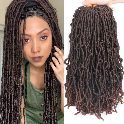 Miniatura 11 de Leeven - 6 paquetes de 21 mechones de cabello largo trenzado para mujer, trenzas de ganchillo sintético de cabello rizado desordenado estilo Rastas