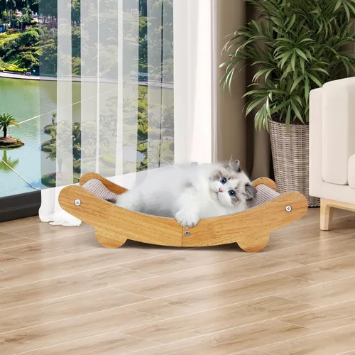 Miniatura 9 de Cama rascador grande de sisal natural de 23.2 pulgadas, almohadilla rascador duradera para gatos grandes de interior, poste rascador 2 en 1