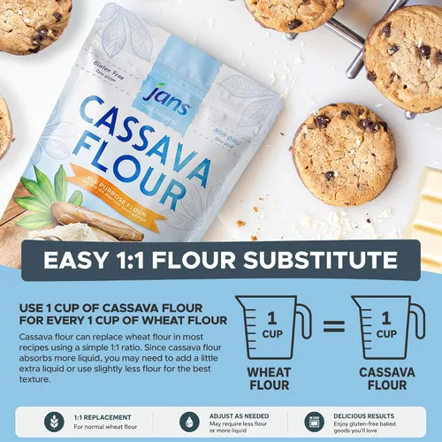 Miniatura 11 de Jans Harina de yuca, 2 libras, sustituto de harina multiusos sin gluten, harina para hornear sin cereales sin OMG, apta para paleo y AIP, harina