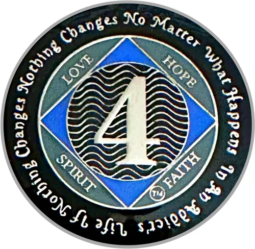 Miniatura 6 de (Años 1-55) NA Medallón de 7 años, plata, chapado en color azul, narcóticos cubiertos de epoxi Moneda anónima (NA 7 años medallón)