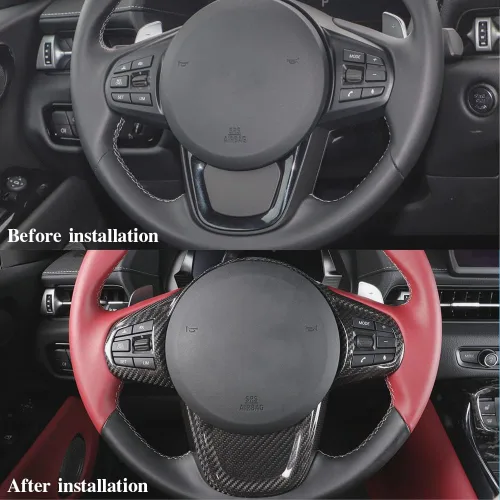 Miniatura 5 de Cubierta del panel del volante de fibra de carbono para Toyota Supra GR A90 MK5 (2019+) Borde del marco del volante, cubierta del botón del volante