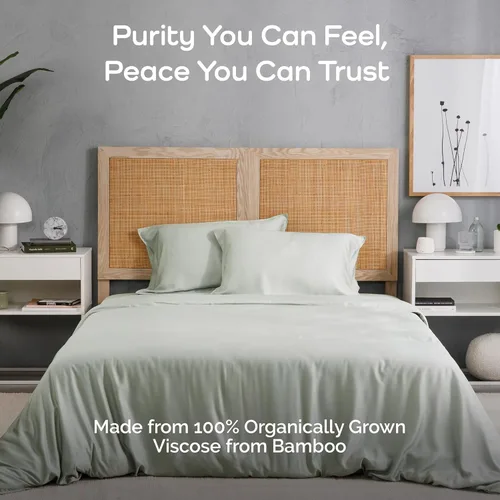 Miniatura 2 de Juego de sábanas de bambú de viscosa tamaño Queen, 4 piezas, ropa de cama refrescante para personas que duermen con calor con tecnología que absorbe