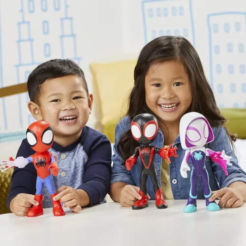 Miniatura 9 de Spidey and His Amazing Friends - Figura de acción supersized de 9 pulgadas de Miles Morales: Spider-Man con cabeza y brazos posables, accesorio