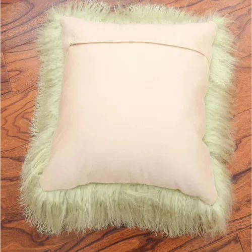 Cojín de cojín de piel de oveja mongol de lujo, para asiento, natural, rizado, piel de oveja, decoración de sofá, coche, dormitorio, funda de Verde