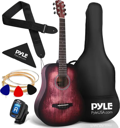 Miniatura 10 de Pyle Kit de guitarra acústica, 3/4 tamaño junior, instrumento de cuerdas de acero totalmente de madera para niños principiantes, adultos, 36 Gris