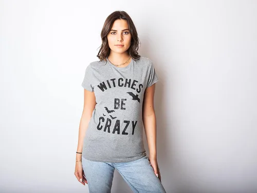 Miniatura 2 de Camiseta divertida para mujer Witches Be Crazy, Gris jaspeado oscuro