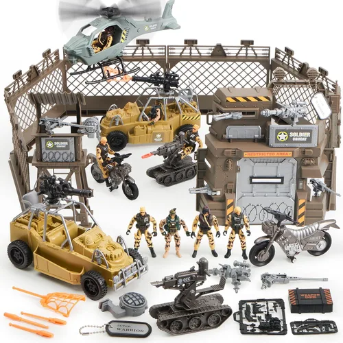 Miniatura 2 de JOYIN Juego de juguetes militares, juguetes militares para niños, incluyendo helicóptero con luz realista, sonido y mango, camiones Bruder, barco