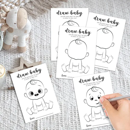 Miniatura 3 de Juegos de dibujar baby shower, juego de fiesta de revelación de género para niños o niñas, suministros para actividades de fiesta de baby shower