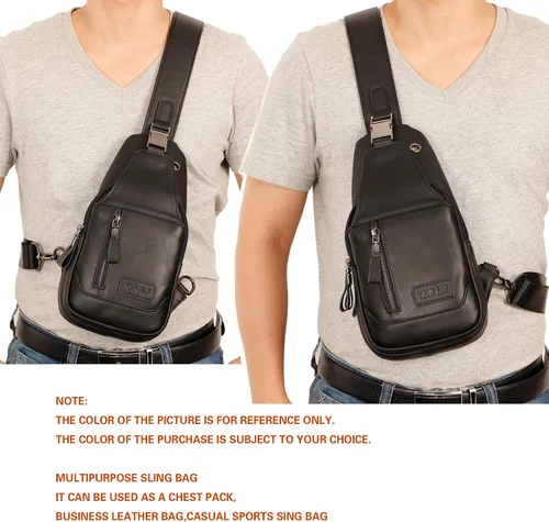 Miniatura 6 de YUAN FAN Bolso bandolera de cuero para hombre, bolso de transporte oculto para el pecho, bolso de viaje antirrobo