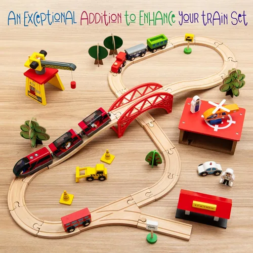 Miniatura 3 de Kipipol - Juego de tren de locomotora de acción operado por batería para pistas de madera, (magnético) - Compatible con juguetes de Thomas The Rojo