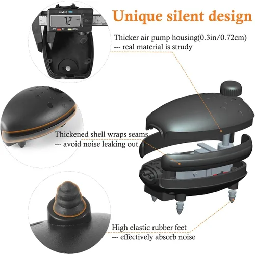Miniatura 3 de HITOP 3W 80GPH Adjustable Aquarium Air Pump, Upgrade Quiet Oxygen Pump, Powerful Air Aerator for Fish Tank up to 120 Gallon