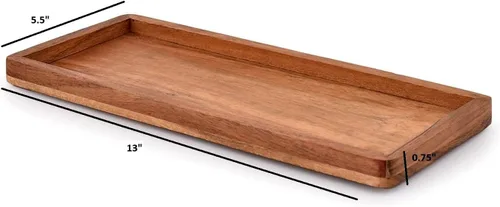 Miniatura 5 de NIRMAN Platos rectangulares de madera de acacia para decoración del hogar, alimentos, verduras, frutas, embutidos, bandeja para servir aperitivos