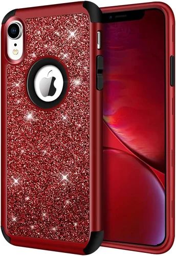 Miniatura 10 de Hython Compatible con Funda para iPhone XR, Protector Defensor de Cuerpo Completo de Servicio Pesado con Purpurina Brillante Reluciente, Carcasa