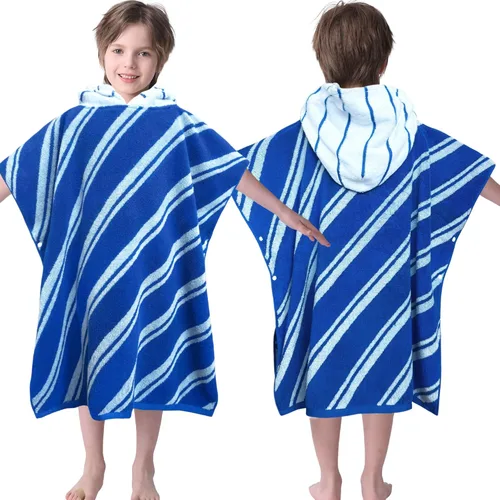 Miniatura 62 de Toallas de baño con capucha para niños (3-10 años), toallas de piscina gruesas de algodón turco suaves y absorbentes, con capucha para niños rosa