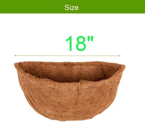 Miniatura 2 de 1 forros de coco de 18 pulgadas para macetas semicirculares, medio círculo, fibra de coco de repuesto para cestas colgantes de pared, 1 unidad