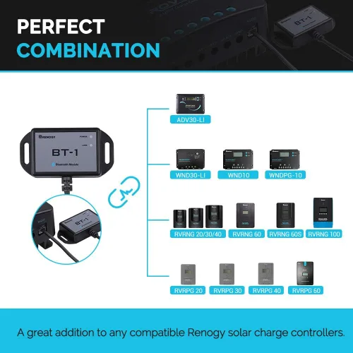 Miniatura 2 de Puerto de comunicación RS232 compatible con módulo Bluetooth Renogy RJ12, controladores de carga Rover/Wanderer/Adventurer, BT-1, color negro