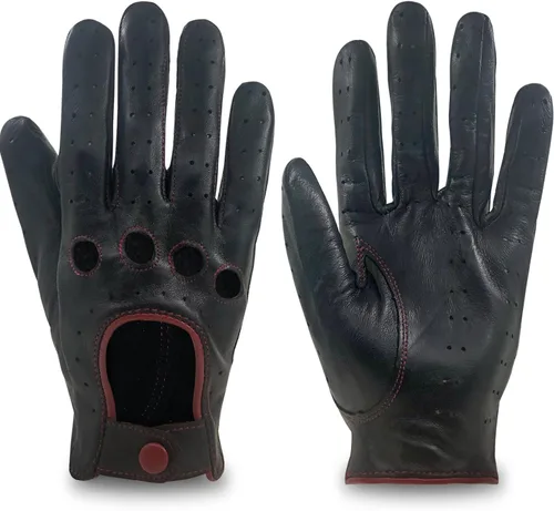 ZLUXURQ Guantes de conducción de piel para mujer, estilo vintage, sin forro, piel de cordero italiana de calidad suave y fina