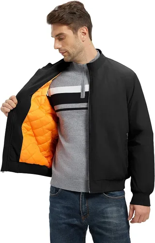 Miniatura 3 de Rdruko Chaquetas bomber ligeras de invierno para hombre, rompevientos, golf, casual, otoño, resistente al agua, elegante abrigo acolchado
